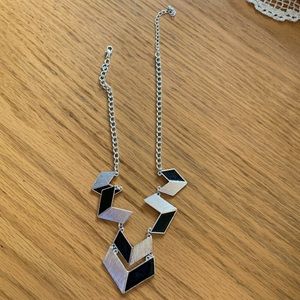 Silver/black etched necklace